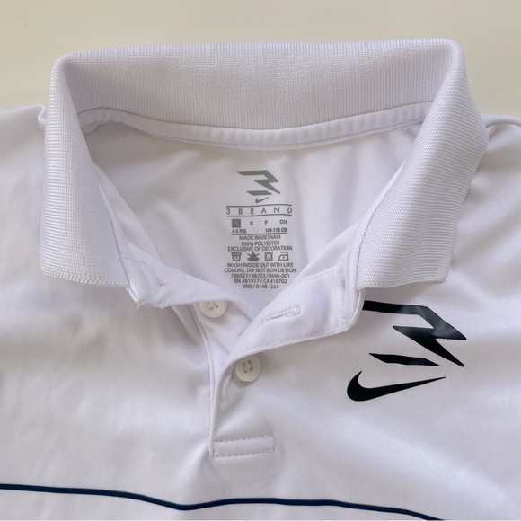 NIKE x 3BRAND Little Boys White Navy Blue Polo Shorts Set Performance Size 4/5 - Picture 4 of 9